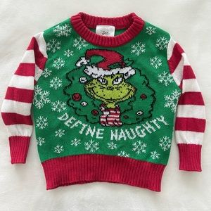 Ugly Christmas Sweater The Grinch Define naughty Baby  12m Pullover Festive EUC